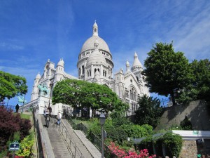 climbing the steps to Montmartre